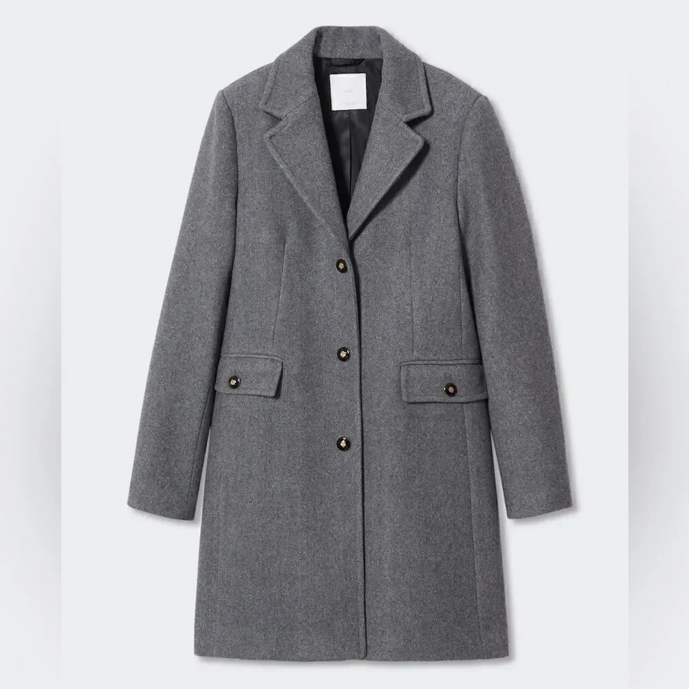 Mango Wool Blend Short Coat Grey - Picture 3 of 8